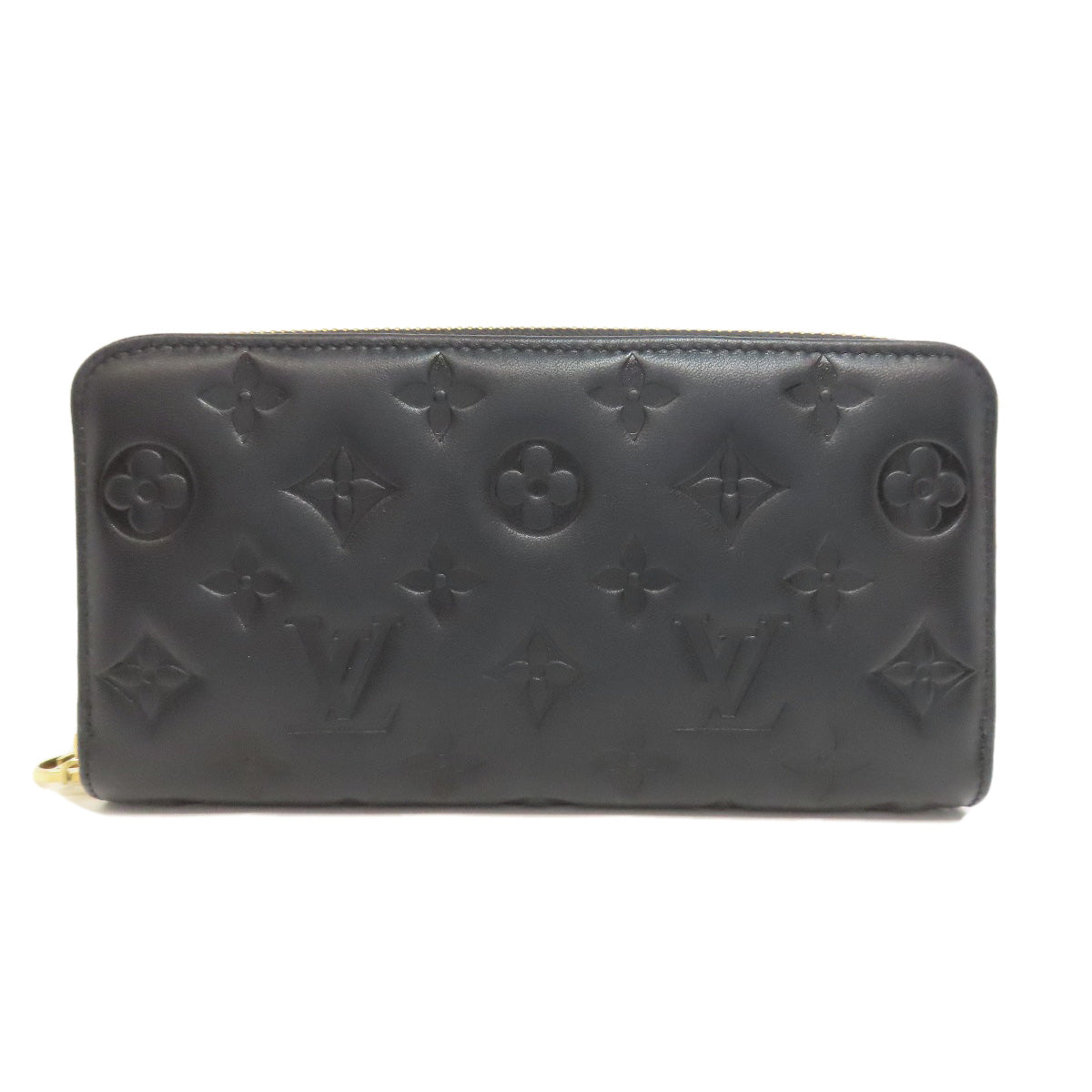 Louis Vuitton Long Purse M81510 Lamb Zippy Leather Black Wallet Case