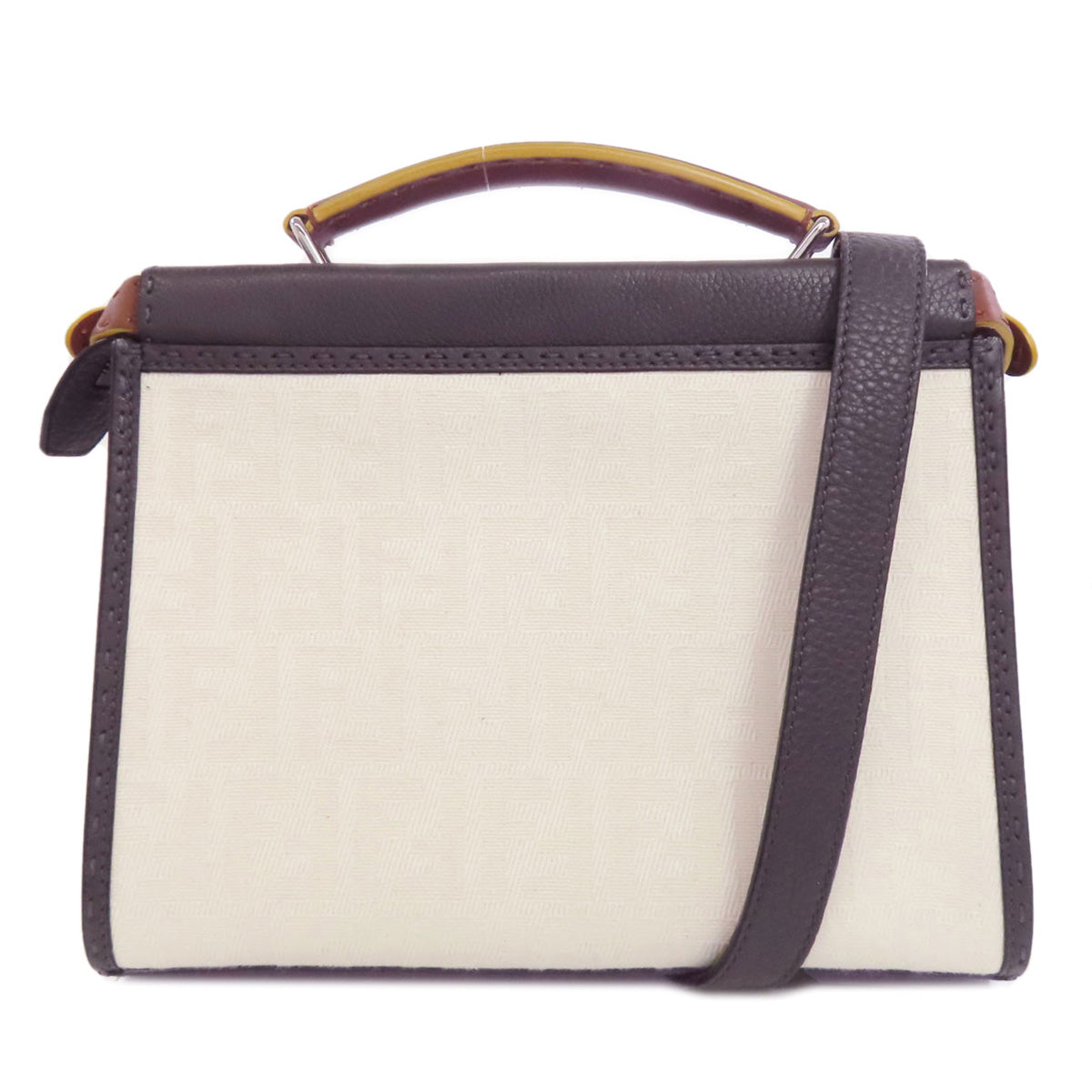 Fendi Handbag Peekaboo Fit Selleria 2Way Canvas White Travel Bag