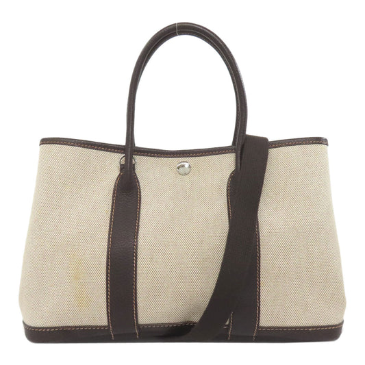 Hermes Handbag Towar Garden Party Tpm Maron Metal Beige Silver Travel Bag
