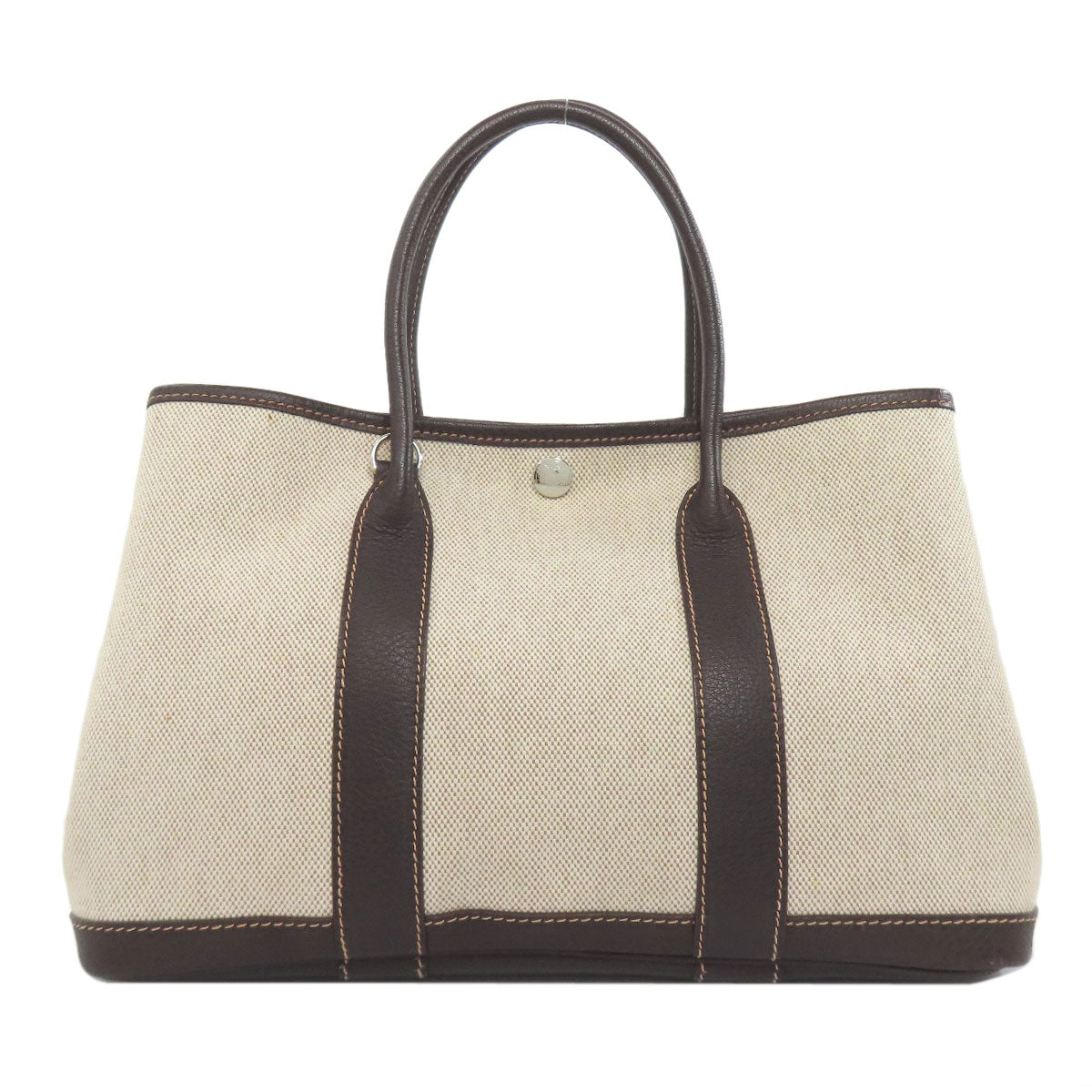 Hermes Handbag Towar Garden Party Tpm Maron Metal Beige Silver Travel Bag