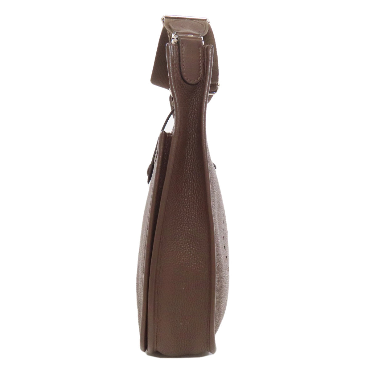 Shoulder Bag Taurillon Clemence Evelyn Chocolat Metal Brown Silver