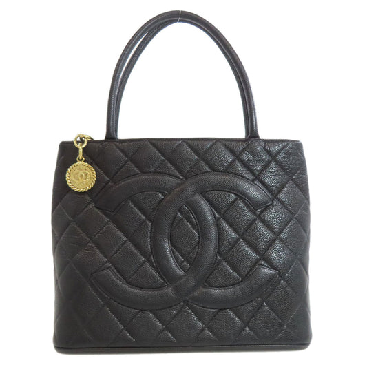 Chanel Grained Calfskin Skin Black Gold Tote Bag 4