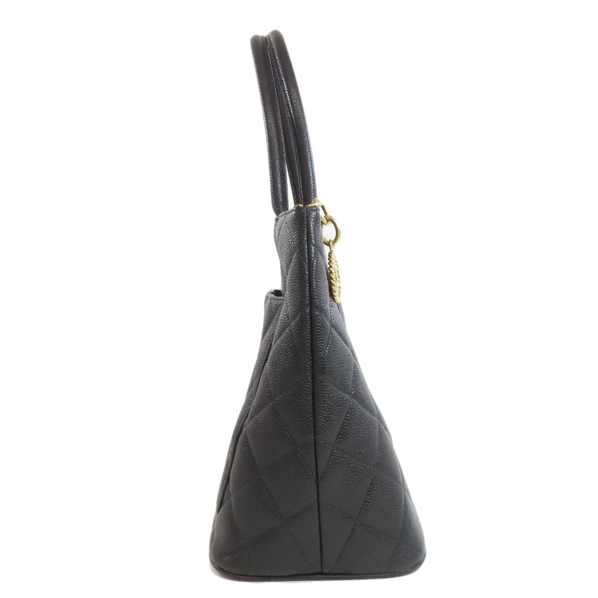 Chanel Grained Calfskin Skin Black Gold Tote Bag 4