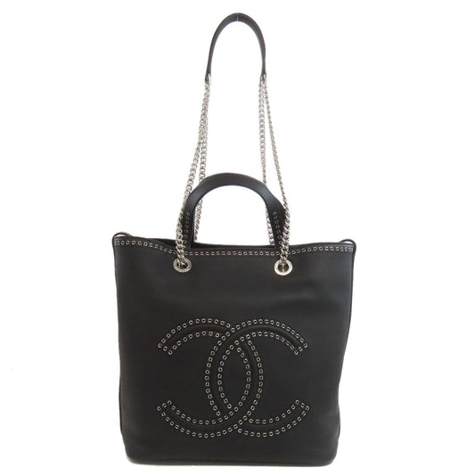 Chanel Calfskin 2WAY Black Tote Bag