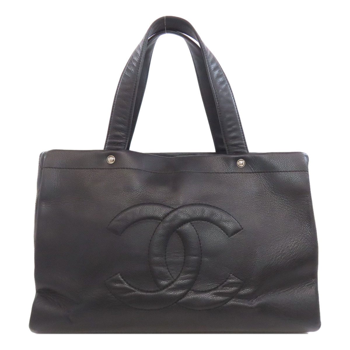 Chanel Grained Calfskin Skin COCO Mark Black Tote Bag 2