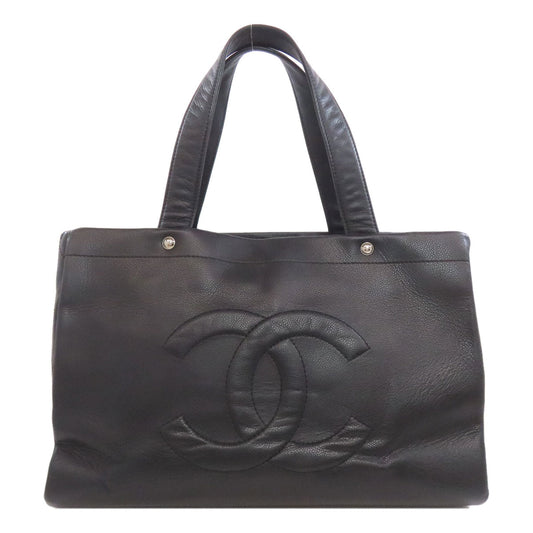 Chanel Grained Calfskin Skin COCO Mark Black Tote Bag 2