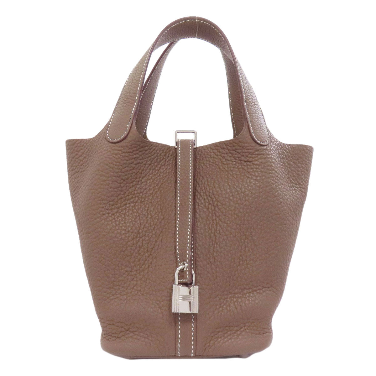 Hermes Handbag Picotin Lock Pm Etoupe Silvermetal Leather Beige Travel Bag