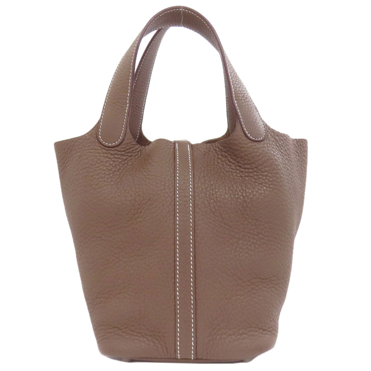 Hermes Handbag Picotin Lock Pm Etoupe Silvermetal Leather Beige Travel Bag