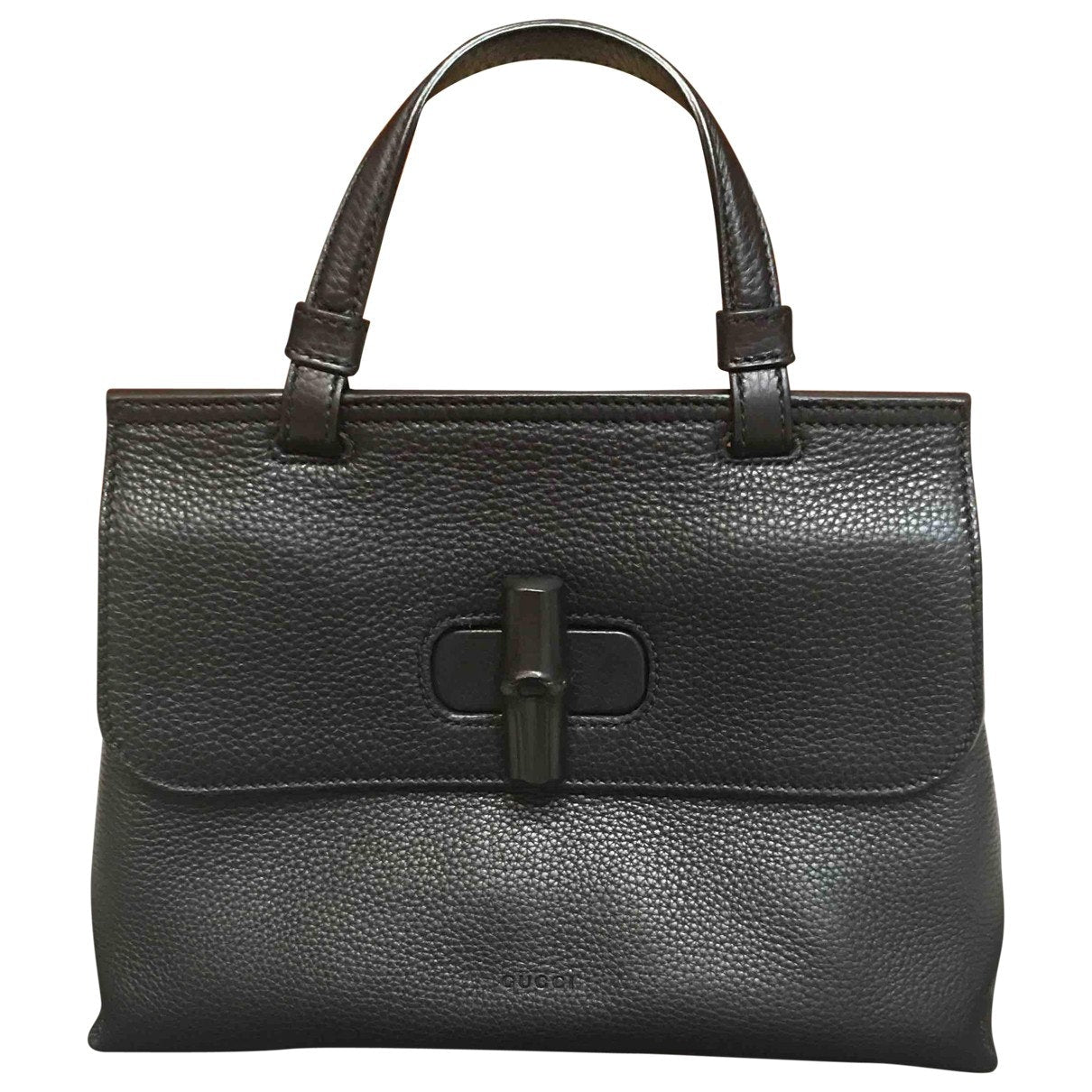 Gucci bamboo black leather handbag