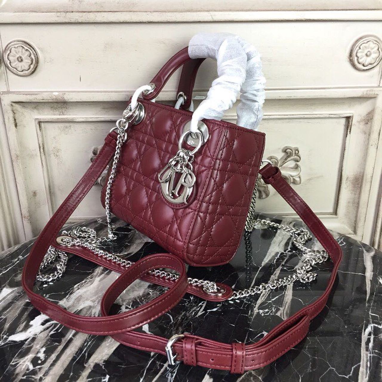 Lady SiTop Qualityer Hardware Burgundy Mini Chain Mini Bag