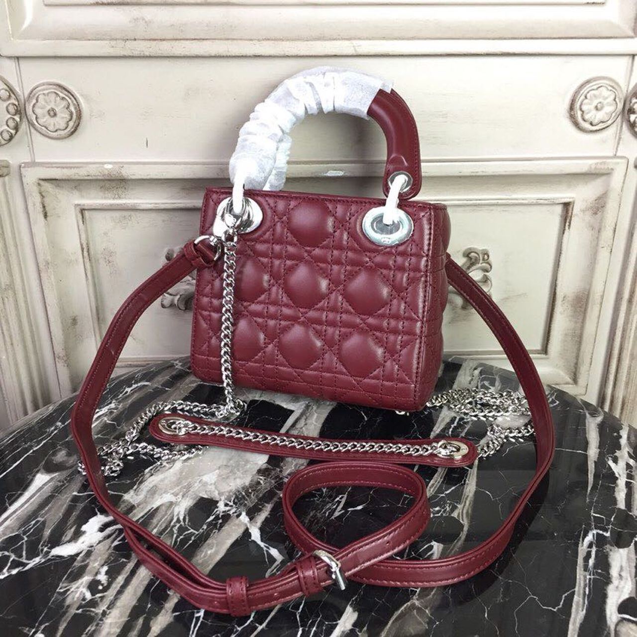 Lady SiTop Qualityer Hardware Burgundy Mini Chain Mini Bag