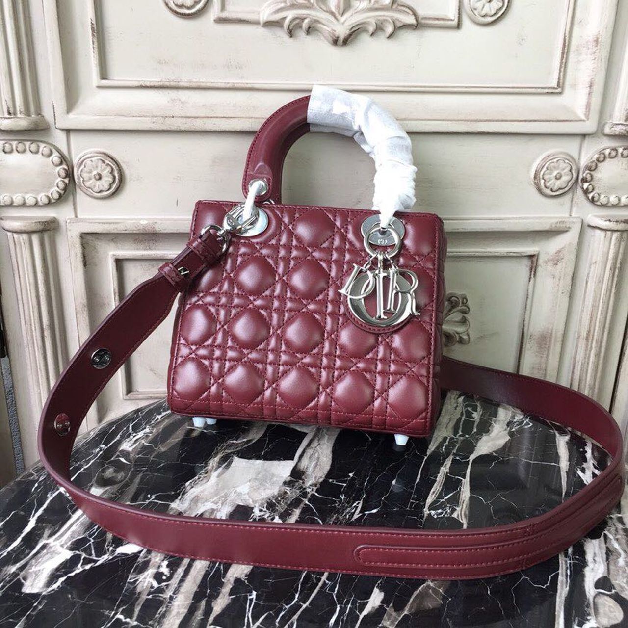 Lady Hardware Burgundy Cd Silver Small Travel Bag
