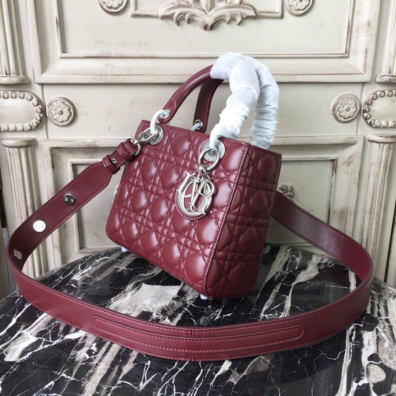 Lady SiTop Qualityer Hardware Burgundy Small Handbag