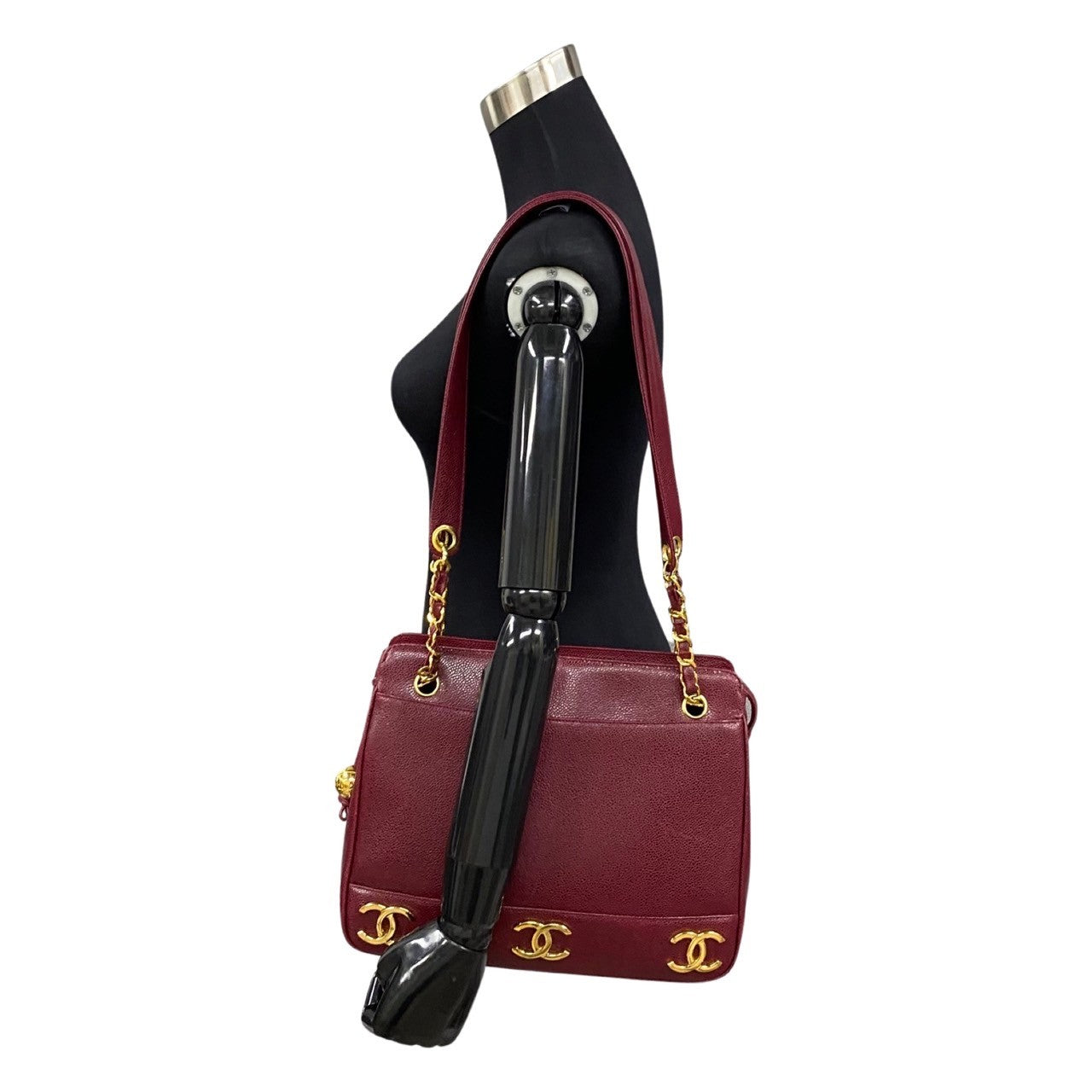 Chanel wine- Caviar skin Red Leather Tote Bag