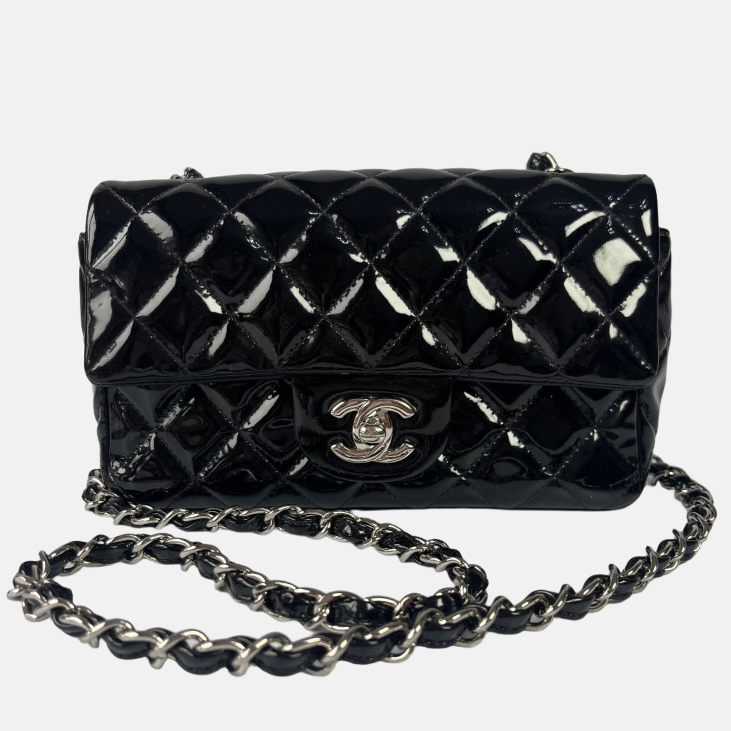 Chanel NOT Part 2 3 Classic Flap Black Silver Leather Mini Bag