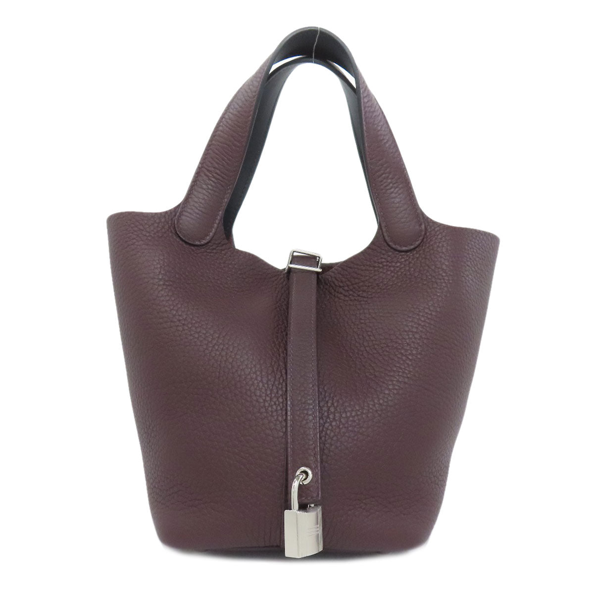 Hermes Handbag Taurillon Clemence Picotin Lock Pm Eclat Metal Red Silver Travel Bag