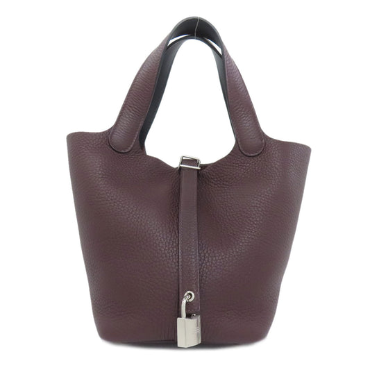 Hermes Handbag Taurillon Clemence Picotin Lock Pm Eclat Metal Red Silver Travel Bag