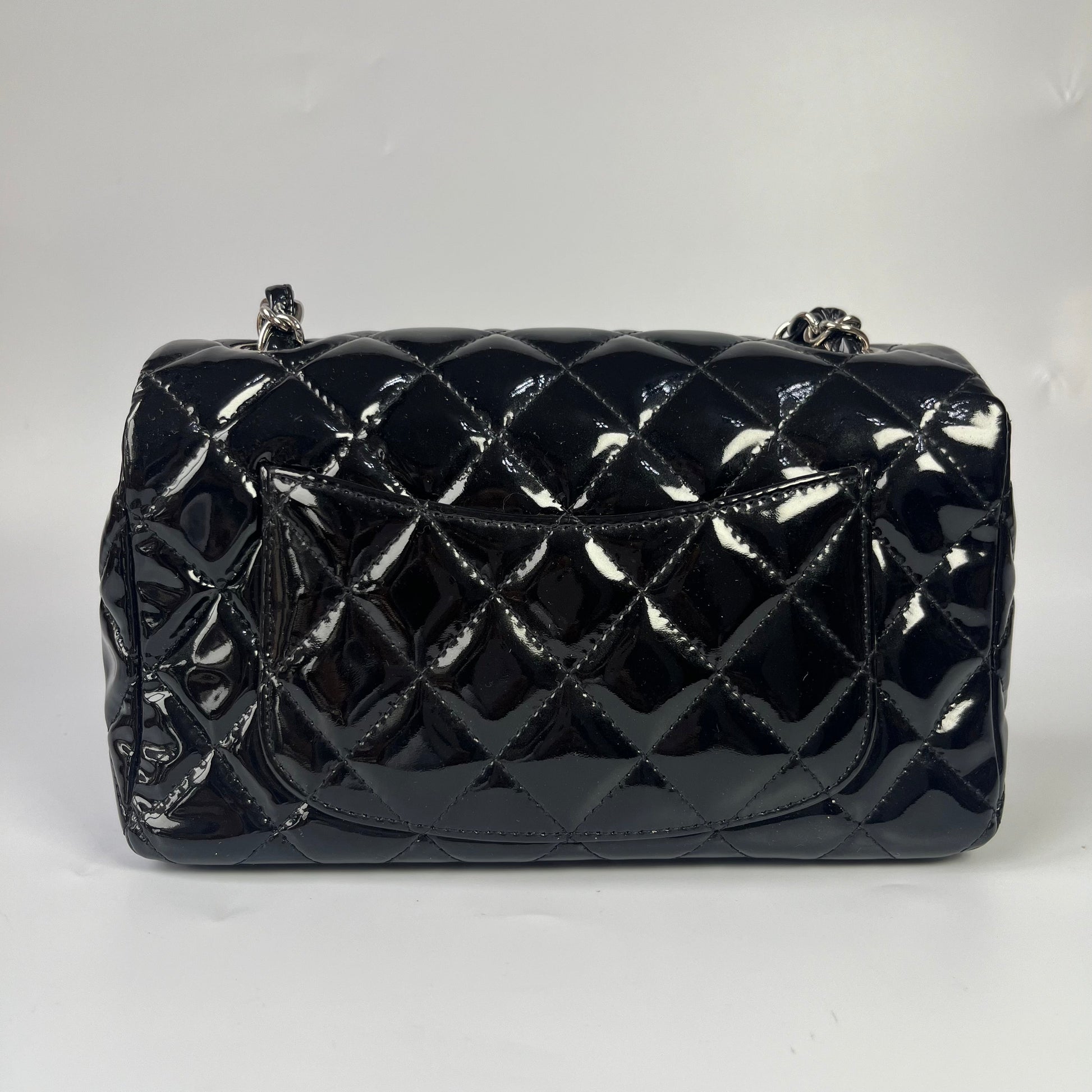 Chanel Part 3 Classic Flap Rectangular Black Silver Leather Mini Bag
