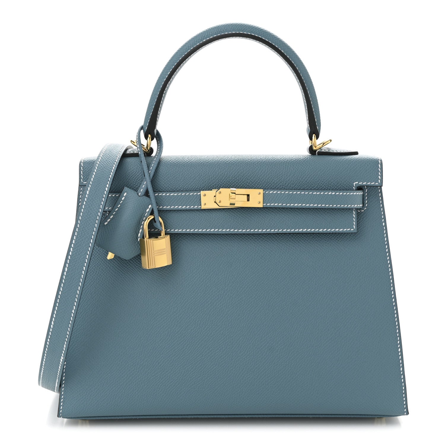 Hermes Epsom Kelly Sellier New Jean Handbag Blue Travel Bag
