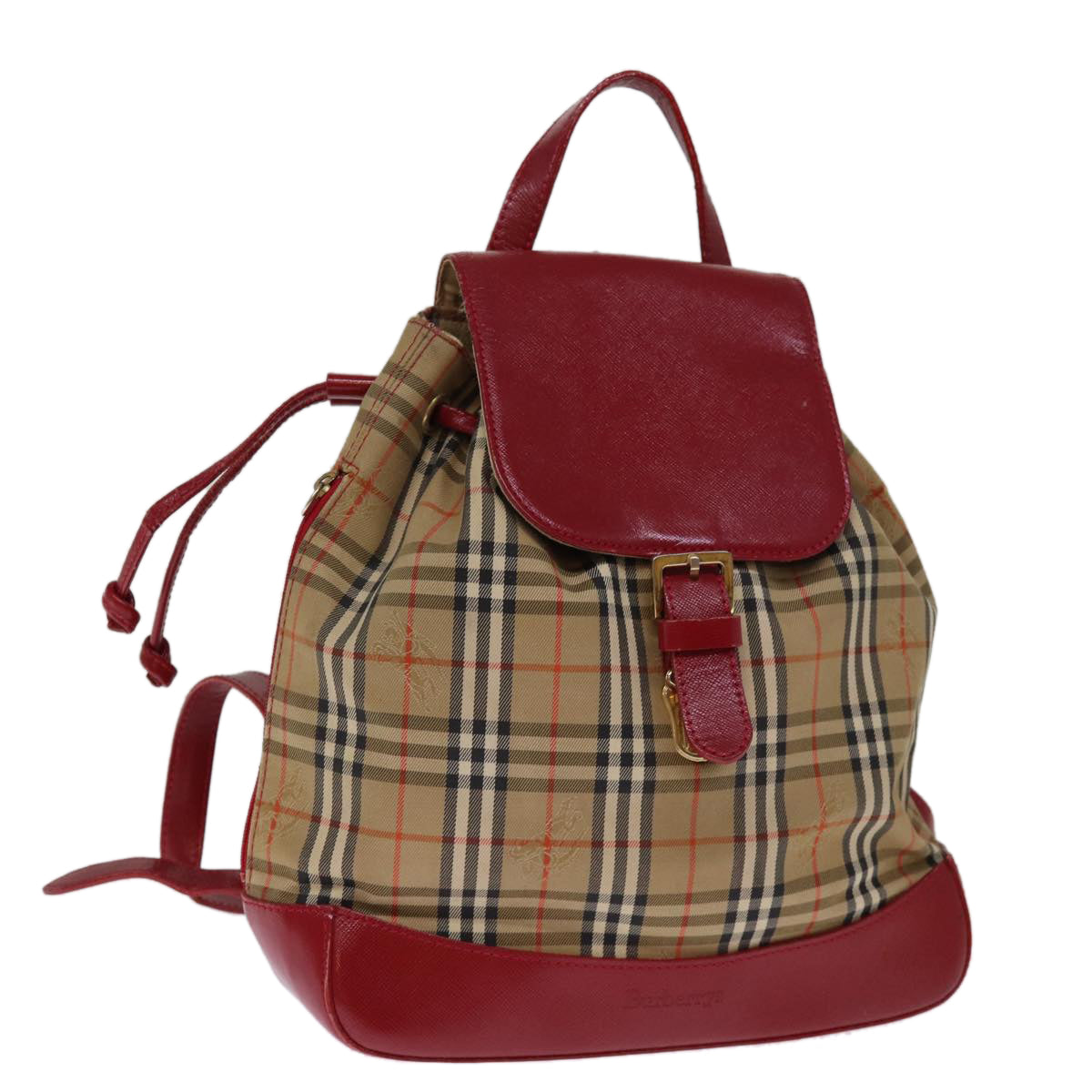 Burberry Luxury ss Nova Check Backpack Auth Canvas Beige Red