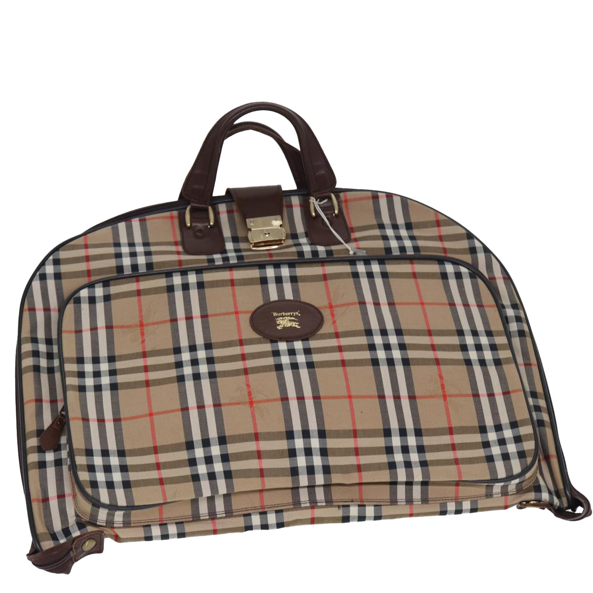 Burberry Luxury ss Nova Check Garment Cover Auth Handbag Canvas Brown Beige Travel Bag