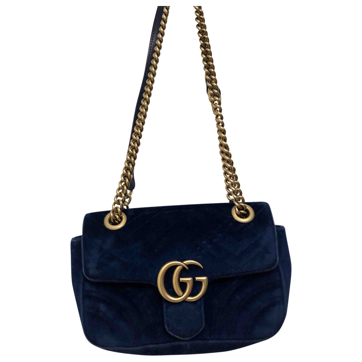 Gucci marmont navy velvet handbag