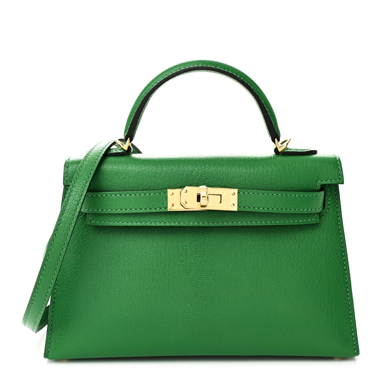 Hermes Chevre Mysore Kelly Sellier Bambou Handbag Mini Travel Bag