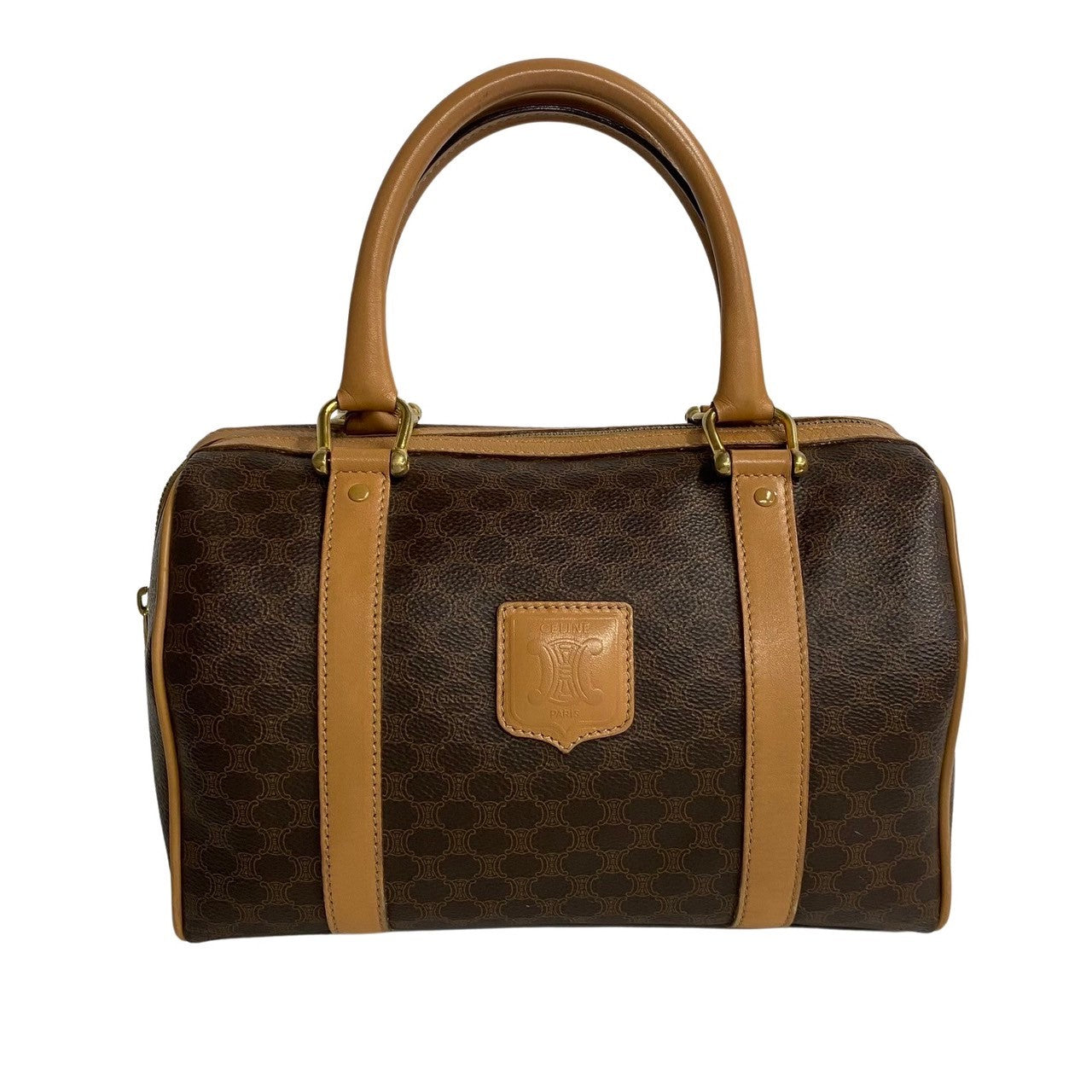 Pvc Macadam Blason Triomphe Pattern Women(Unisex) Leather Brown Travel Bag