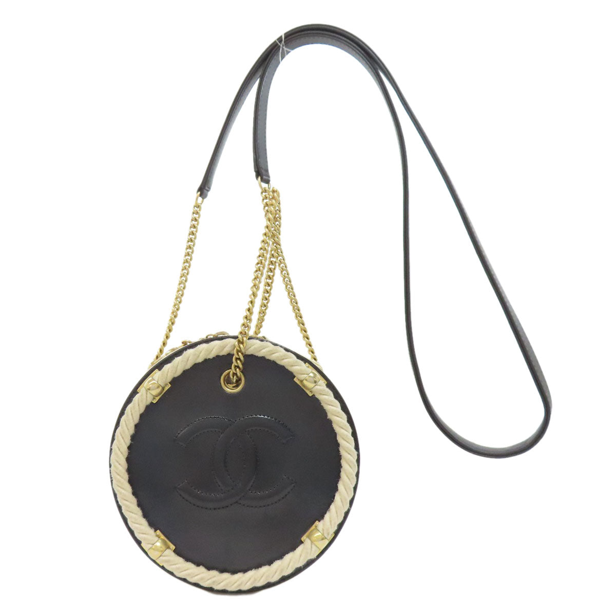 Chanel Calfskin COCO Mark Black Gold Handbag