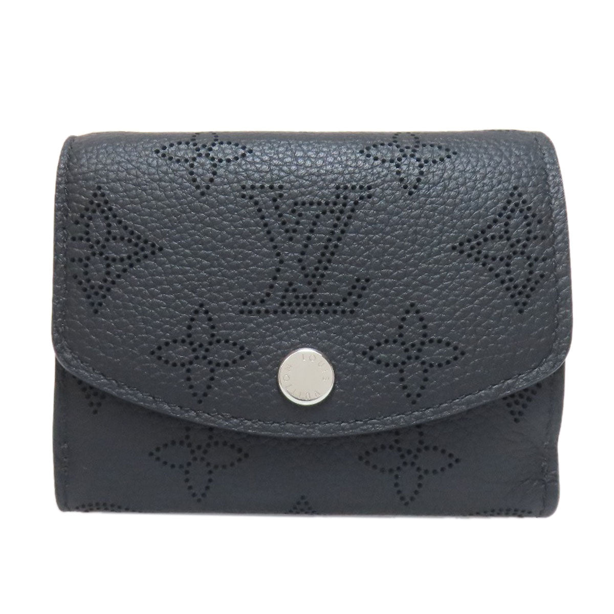Louis Vuitton Bifold M67498 Mahina Portefeuille Iris Leather Black Wallet Case