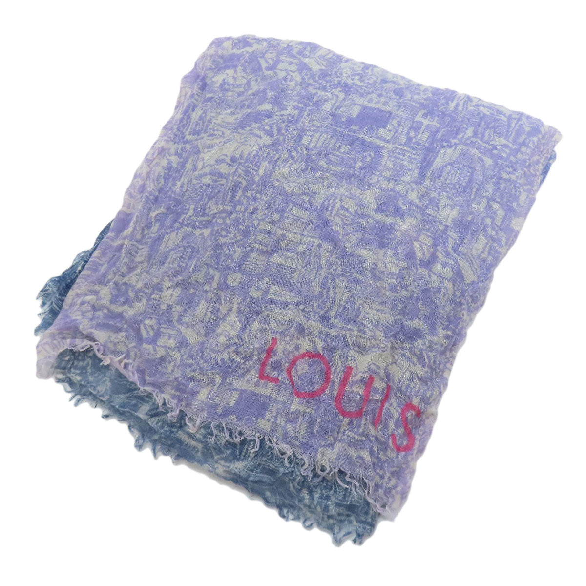 Louis Vuitton scarf cashmere All-over street pattern Blue