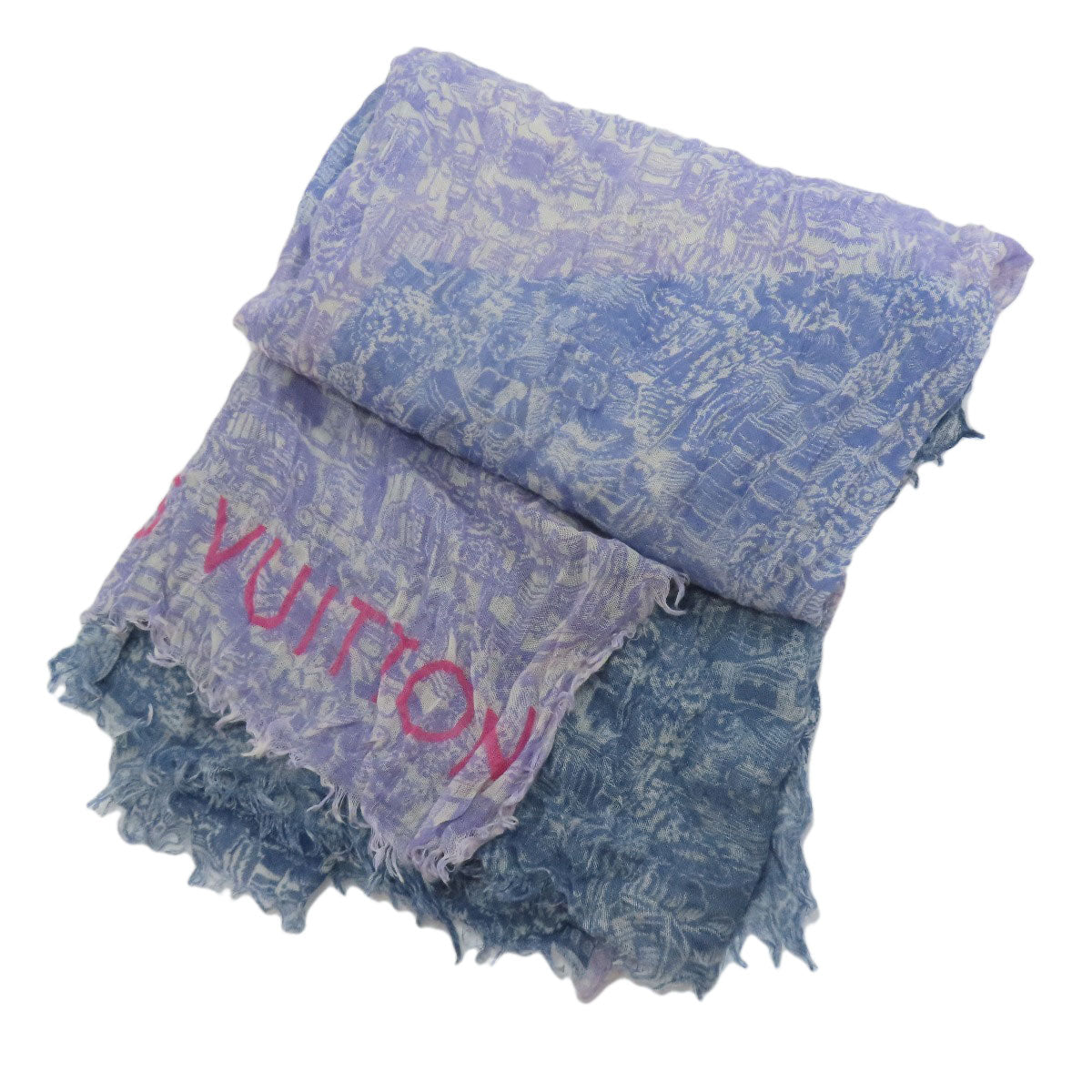 Louis Vuitton scarf cashmere All-over street pattern Blue
