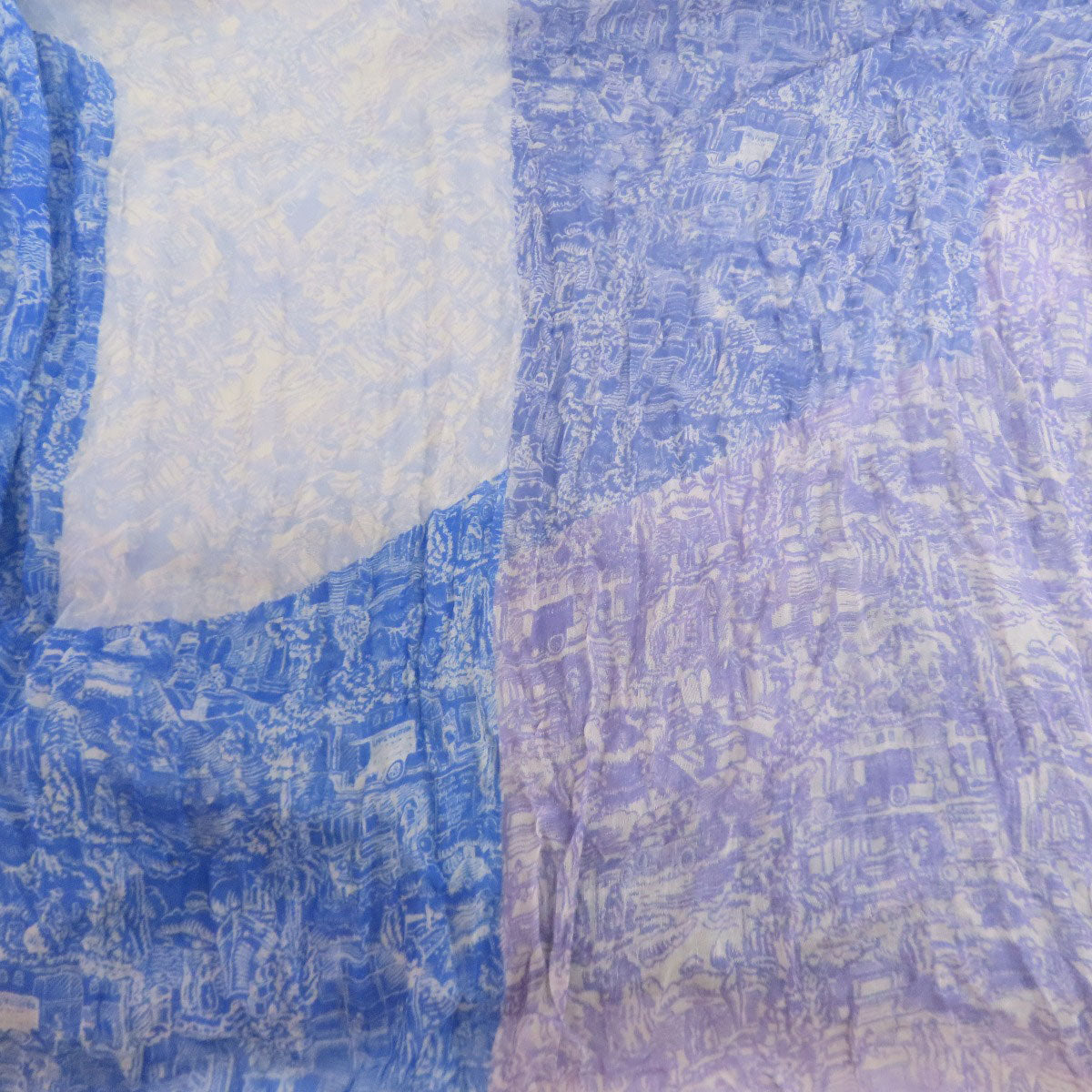 Louis Vuitton scarf cashmere All-over street pattern Blue