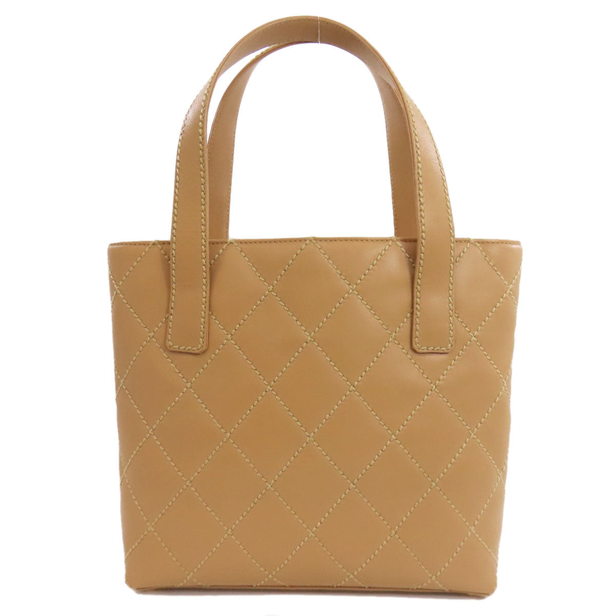 Chanel Calfskin Wild Stitch Gold Beige Handbag