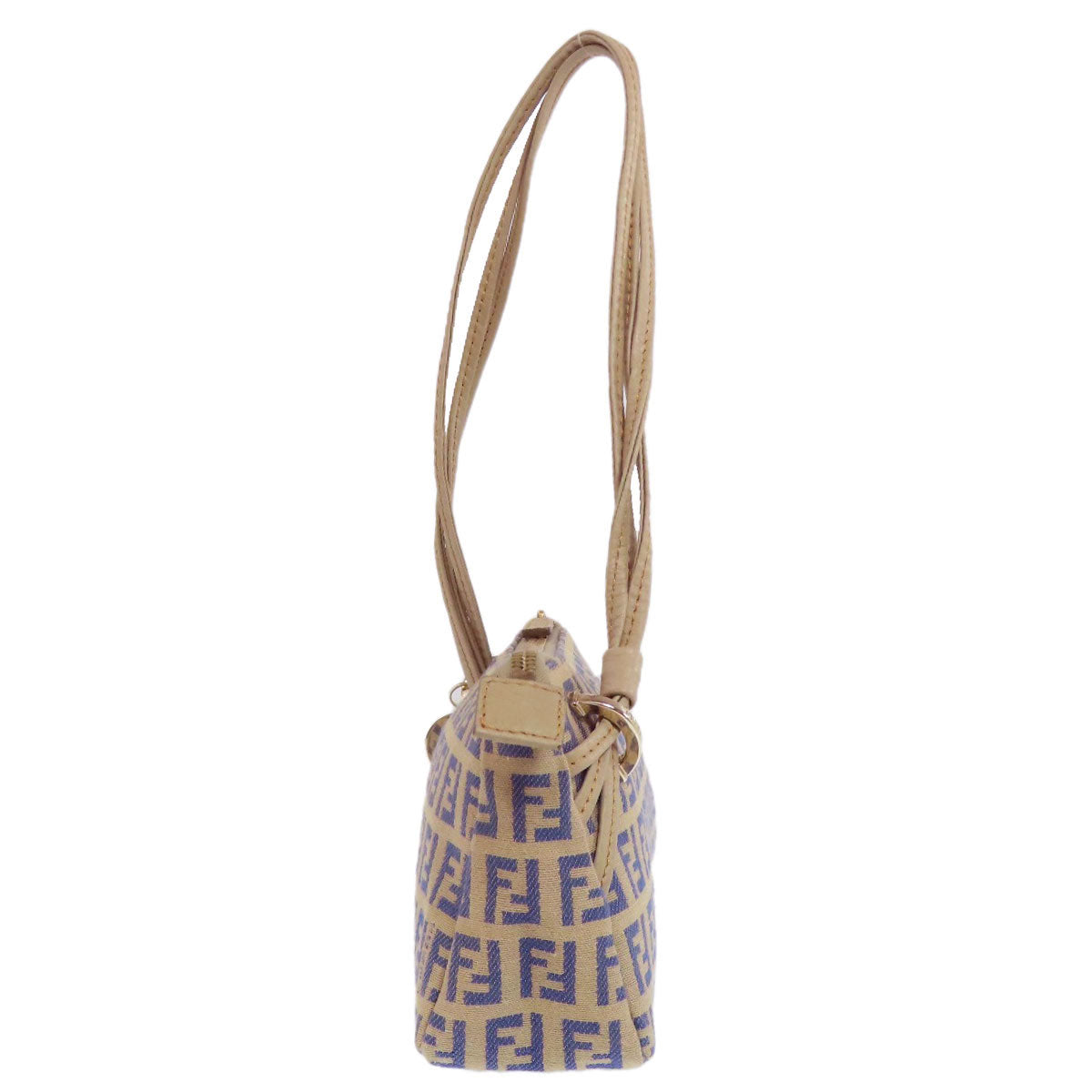 Fendi Accessory Pouch Zucchinopattern Handbag Canvas Beige Travel Bag