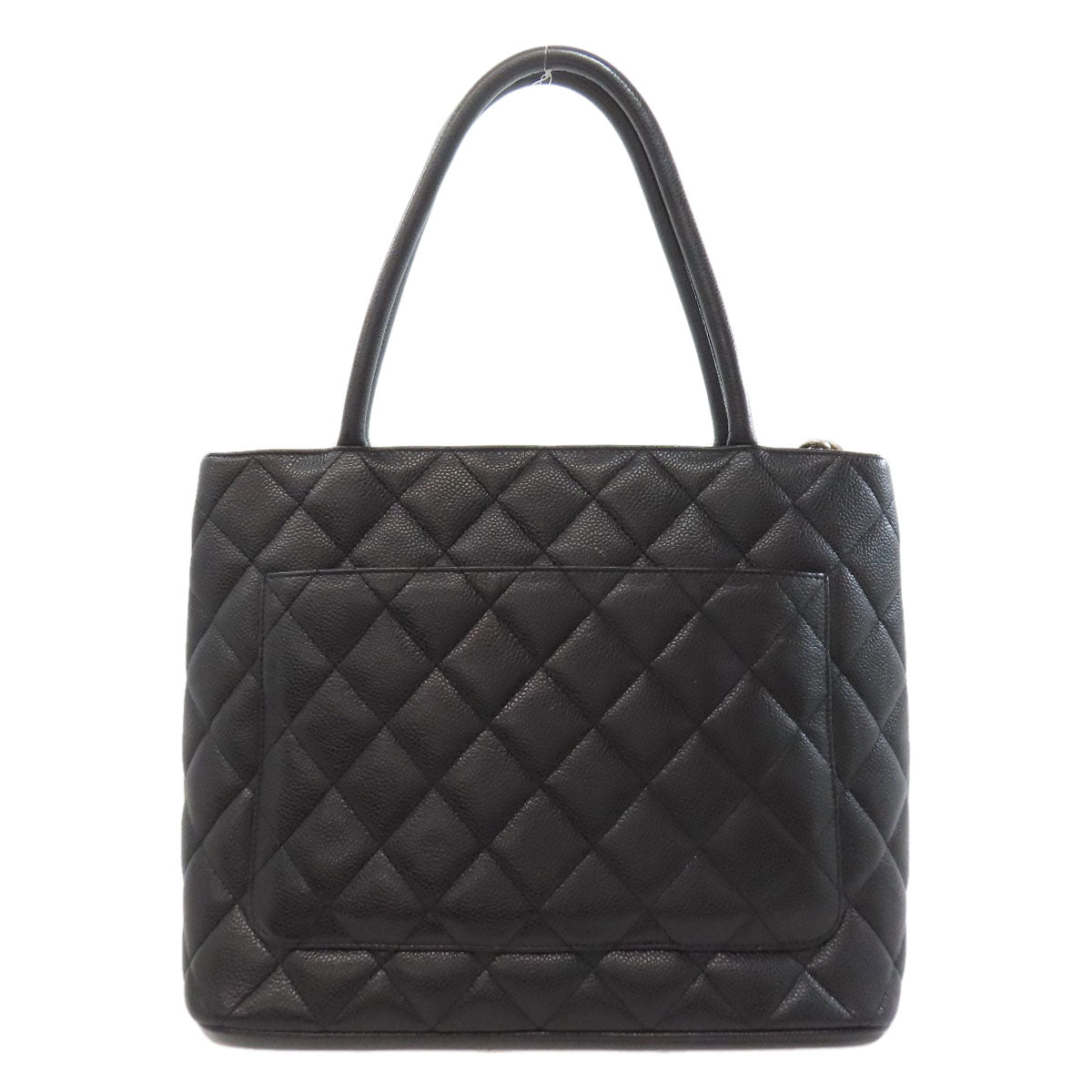 Chanel Grained Calfskin Skin SilverMetal Black Tote Bag