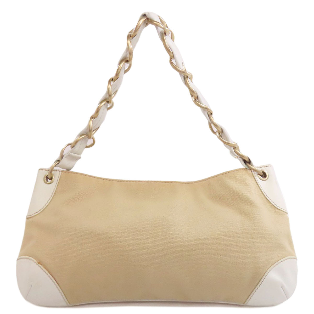Chanel COCO Mark Gold Beige Canvas Handbag