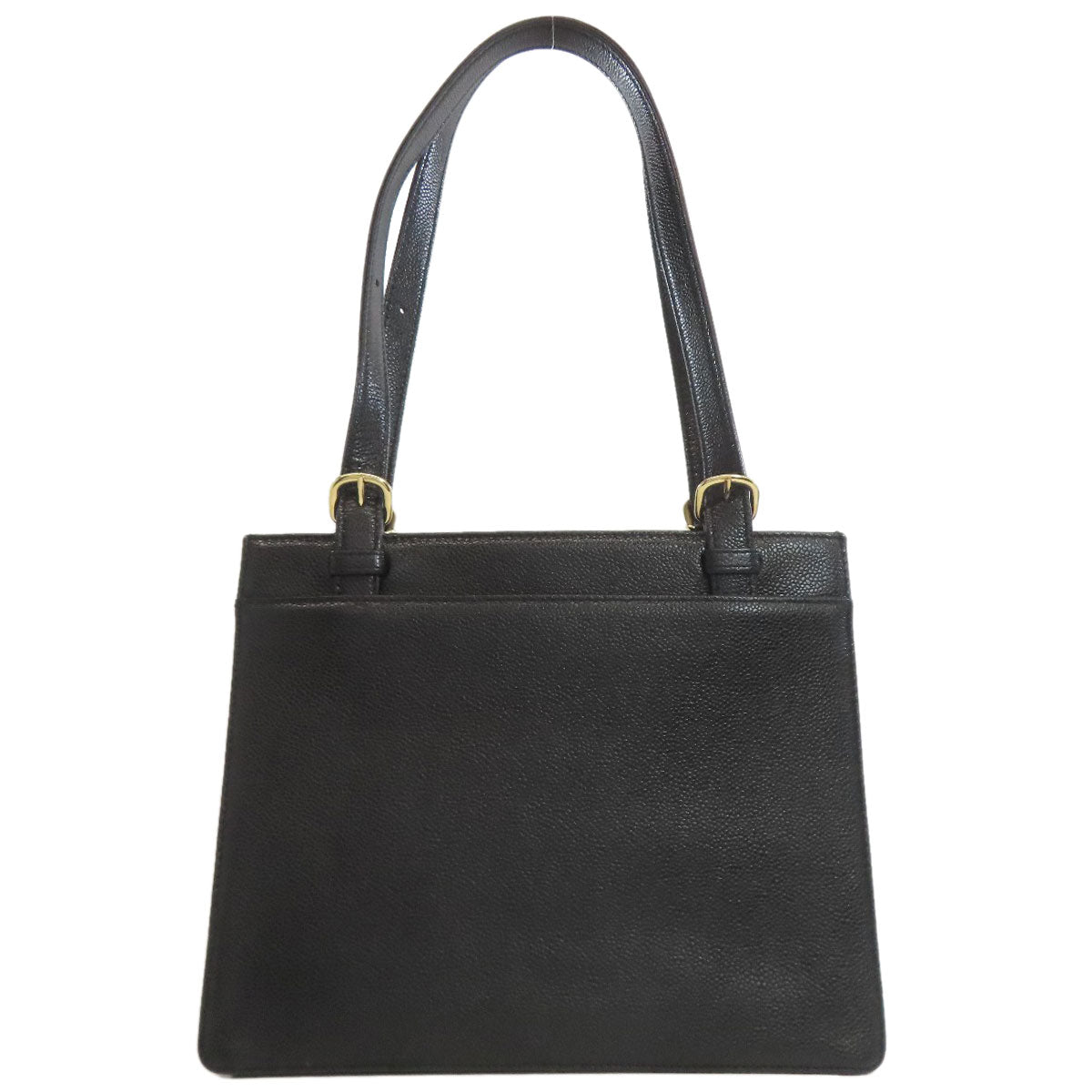 Chanel Grained Calfskin Skin COCO Mark Black Gold Tote Bag