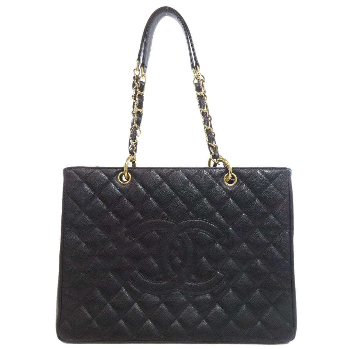 Chanel Grained Calfskin Skin Navy GTS COCO Gold Tote Bag