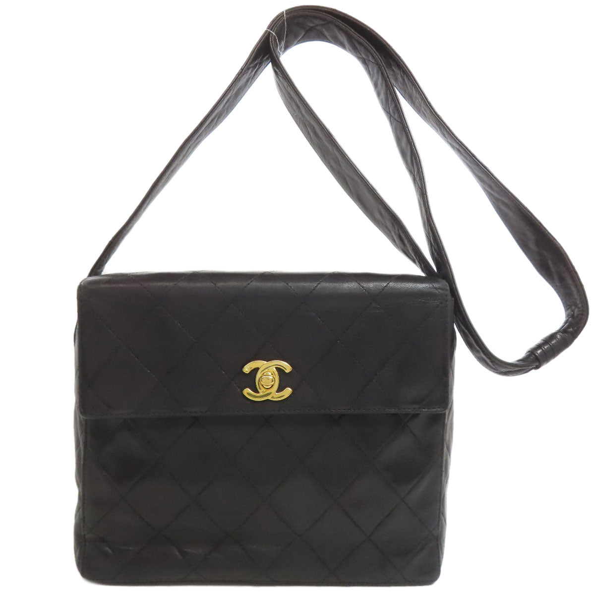 Chanel lambskin Matelasse COCO Mark Black Gold Shoulder Bag