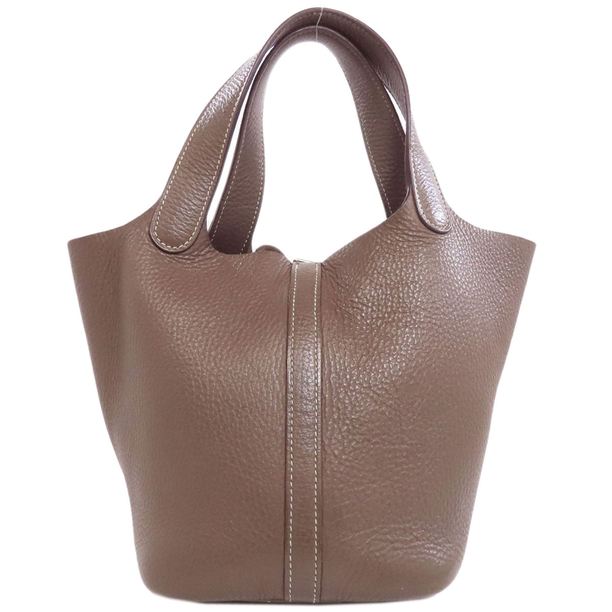 Hermes Handbag Taurillon Clemence Picotin Lock Pm Etoupe Silvermetal Beige Travel Bag 75916078