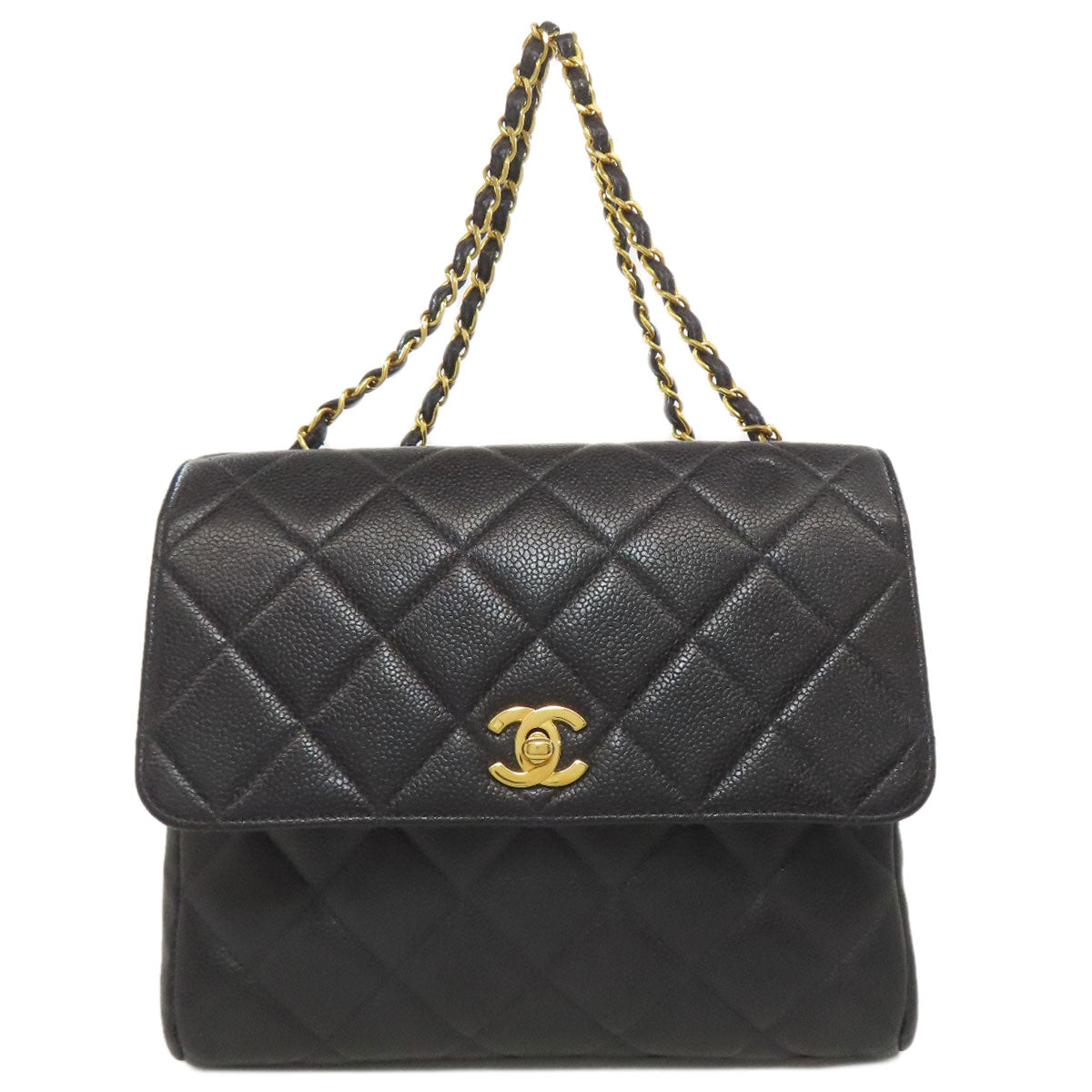 Chanel Grained Calfskin Skin Matelasse COCO Mark Black Gold Shoulder Bag