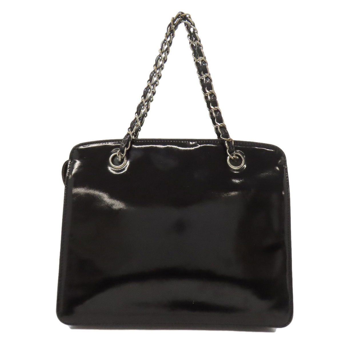 Chanel enamel COCO Mark SilverMetal Black Handbag