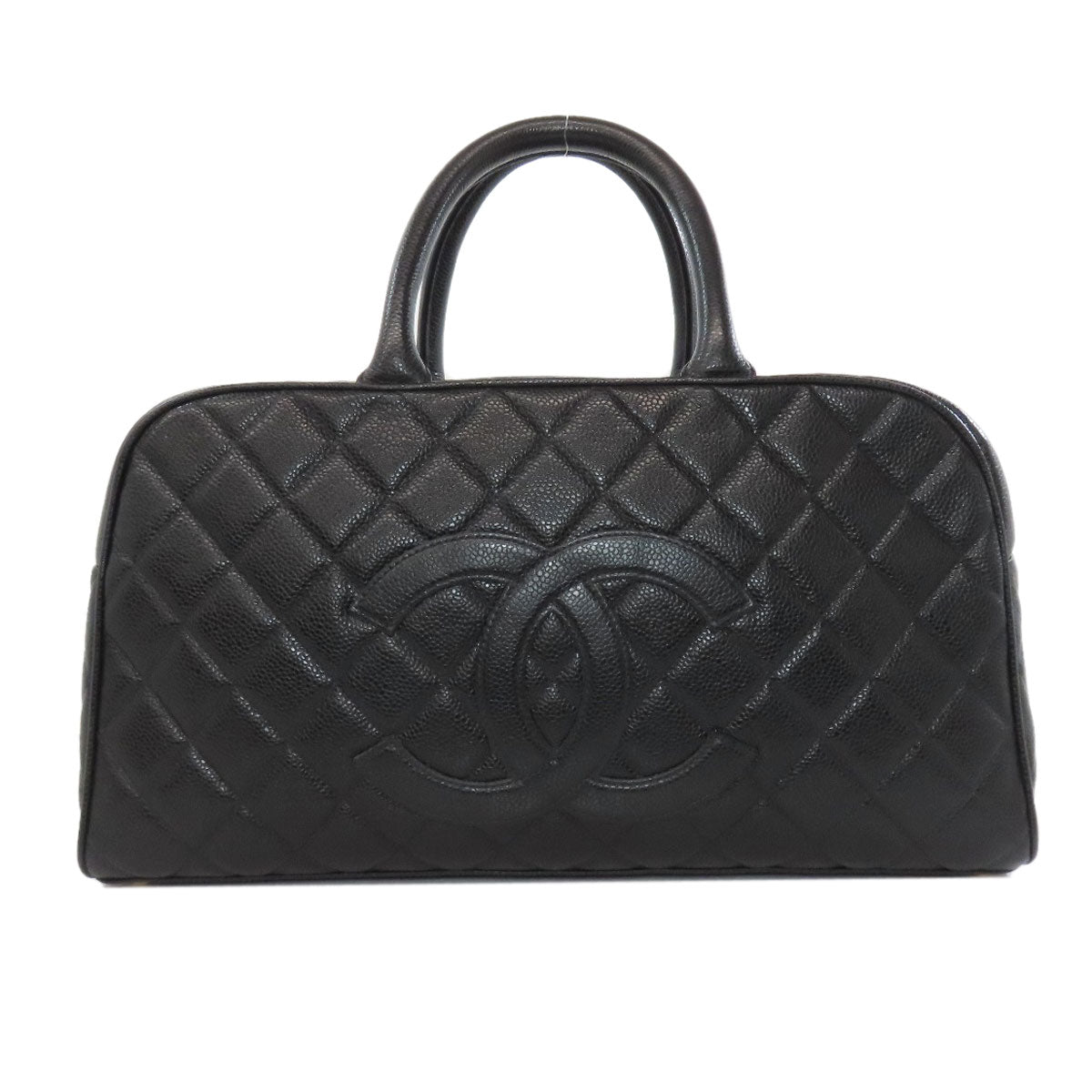 Chanel Boston Duffel Grained Calfskin Skin Matelasse Black Gold Travel Bag