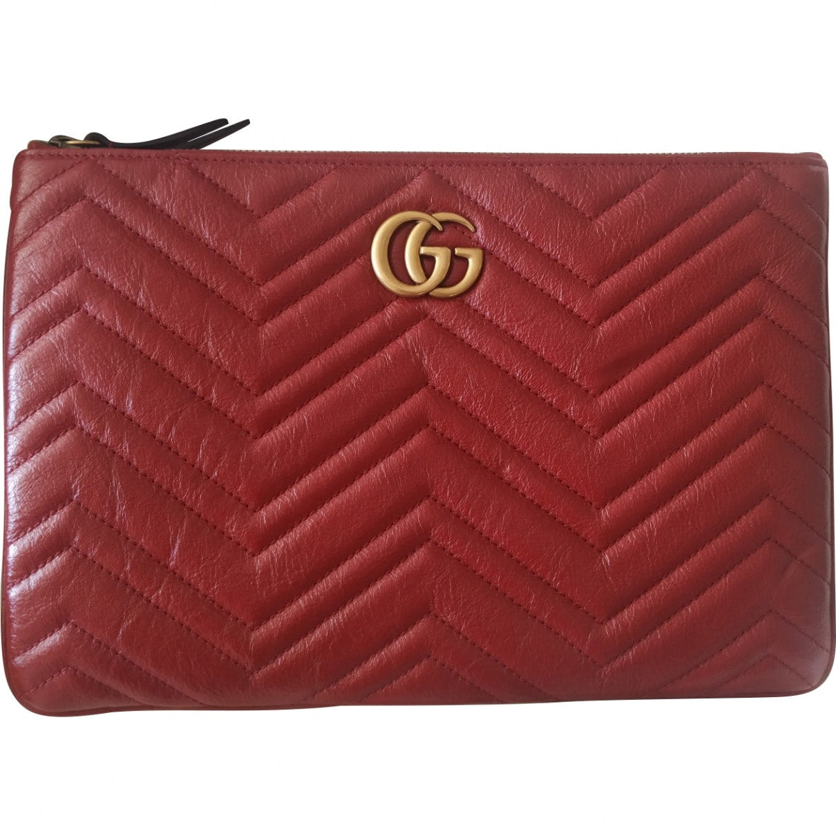 Gucci marmont red leather clutch bag