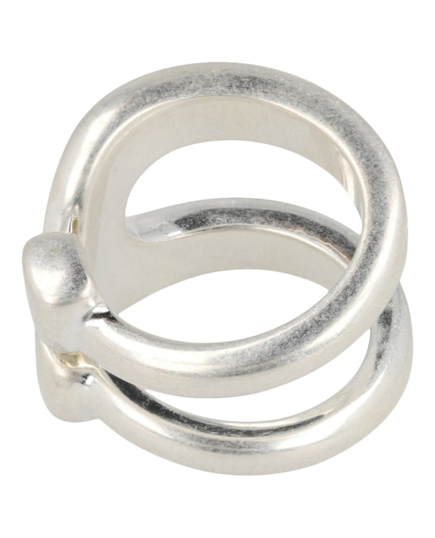 Gucci Womens Sterling Silver Stirrup Wrapped Horsebit Ring