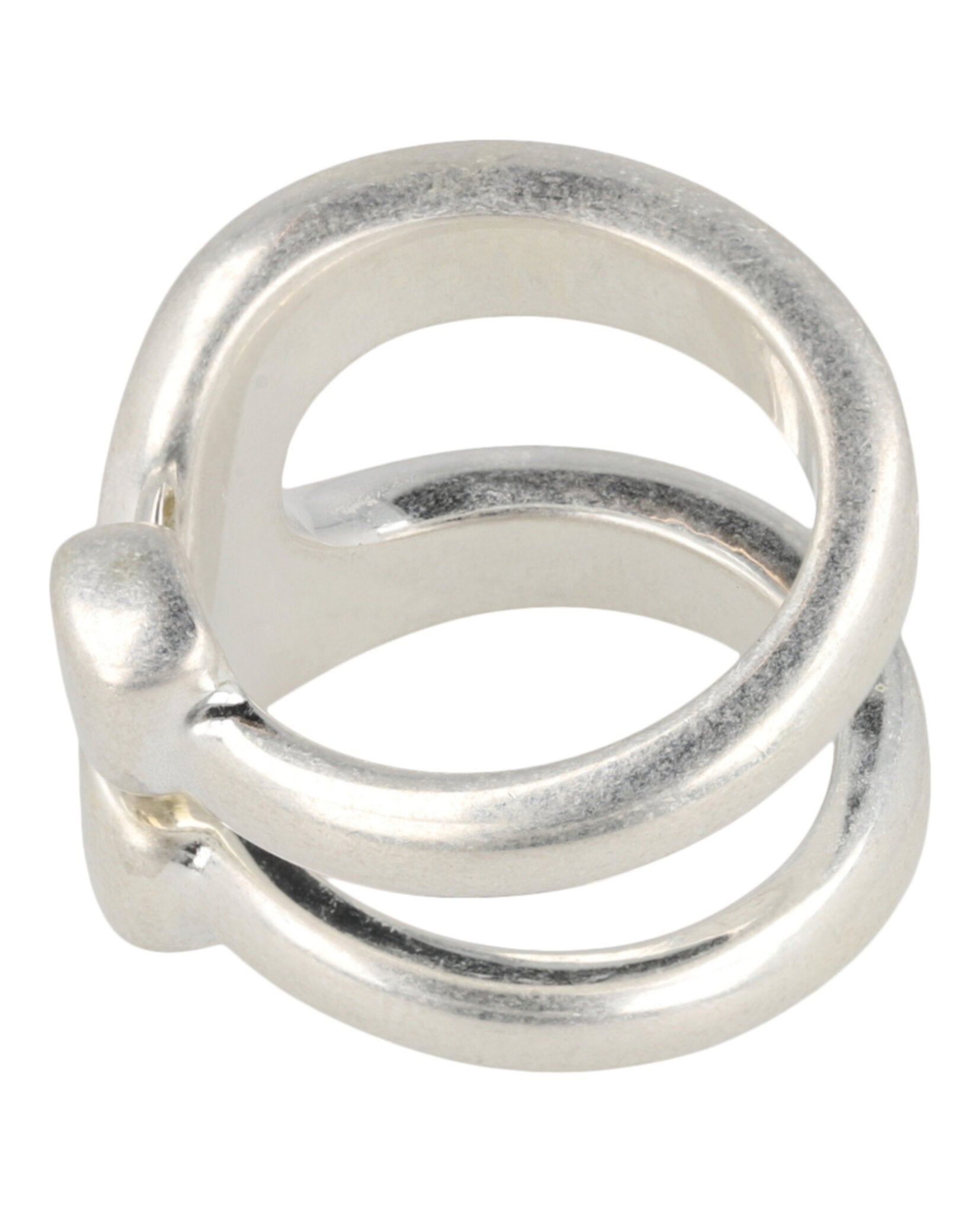 Gucci Womens Sterling Silver Stirrup Wrapped Horsebit Ring