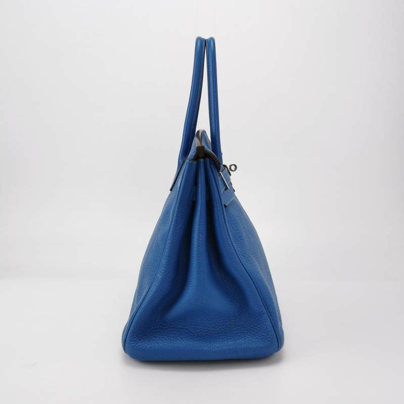 Hermes Birkin Calfskin Tone Palladium Hardware Handbag Leather Blue Travel Bag
