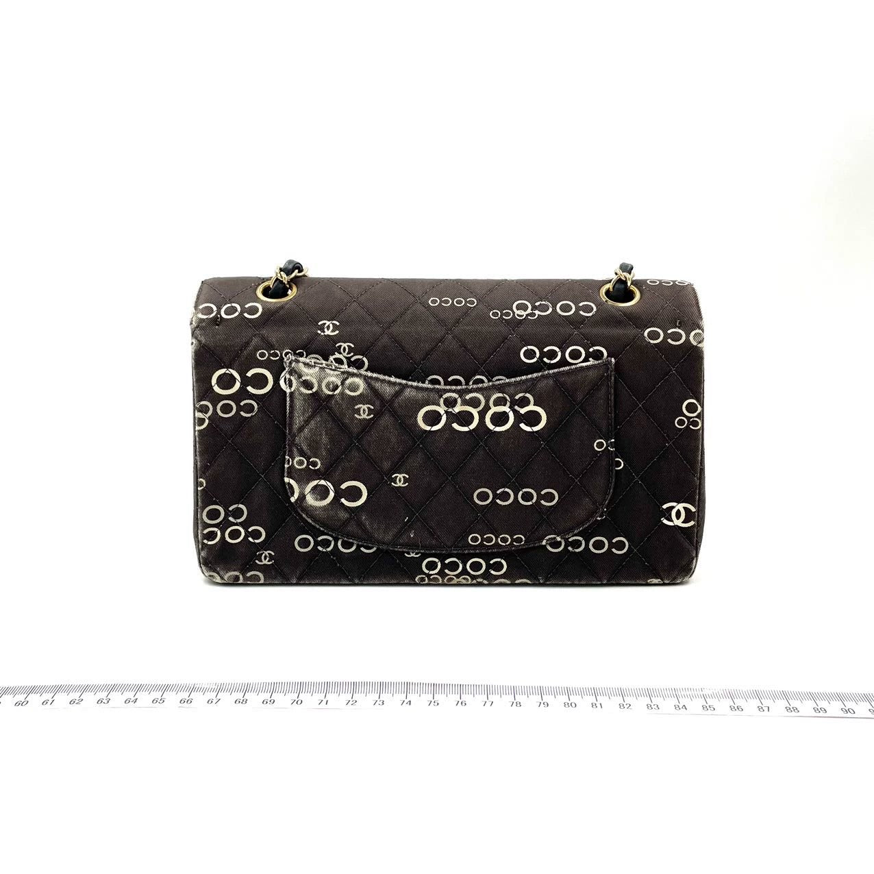 Chanel Classic Flap Diamond Stitch Denim Coco Black Gold Handbag Gold Hardware
