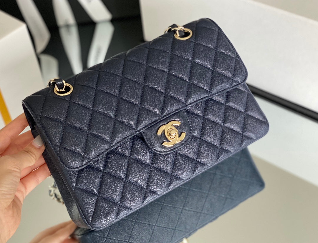 Chanel Classic Handbag Dark For Women Blue Travel Bag